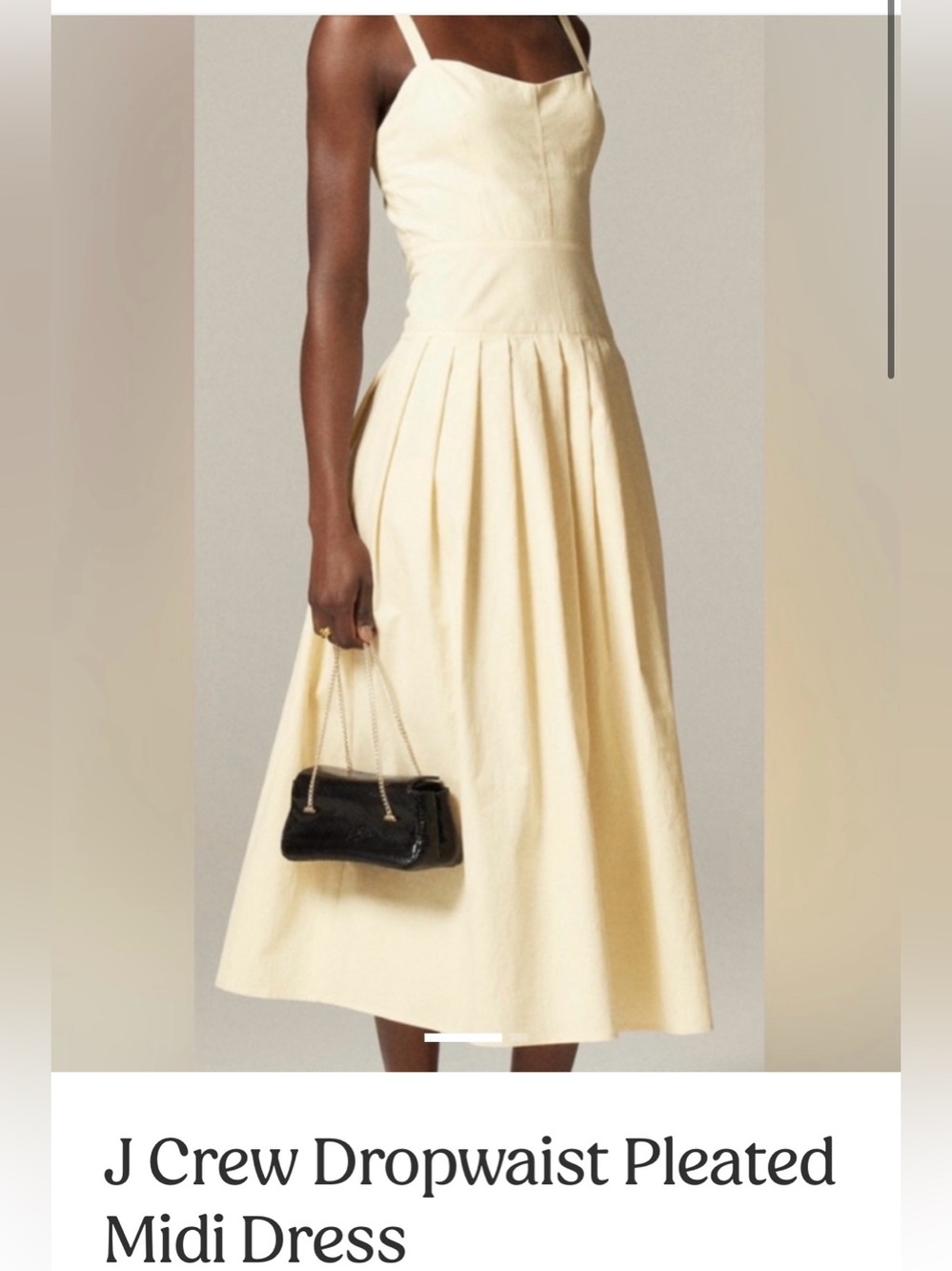 J. Crew Cream Pleated Dropwaist Midi Dress